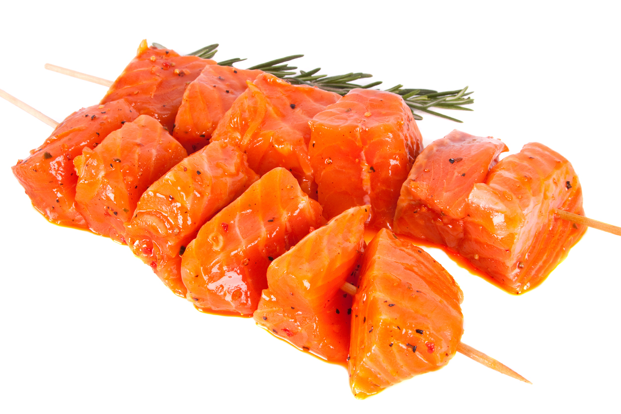 Orange glazed salmon kabobs