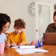 family working together at table