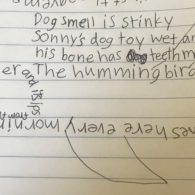 handwritten poem in bird shape