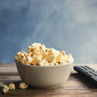 take a break: Bowl of popcorn and TV remote