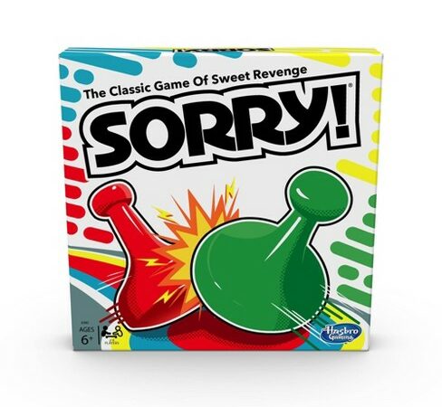 The box for Sorry, a game for family game night