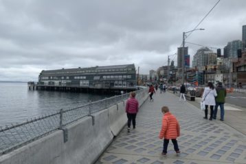 Seattle waterfront with kids