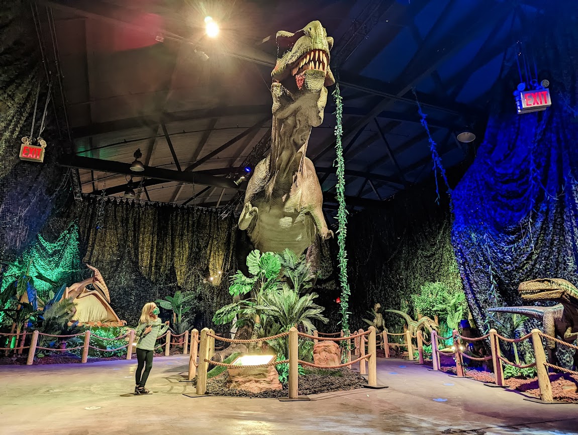 Life-size dinosaurs at Dinos Alive in Seattle