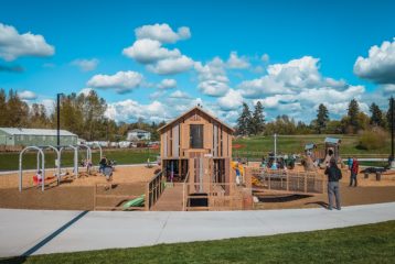 Large cabin close up again play scape area