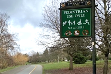 No bikes on green lake