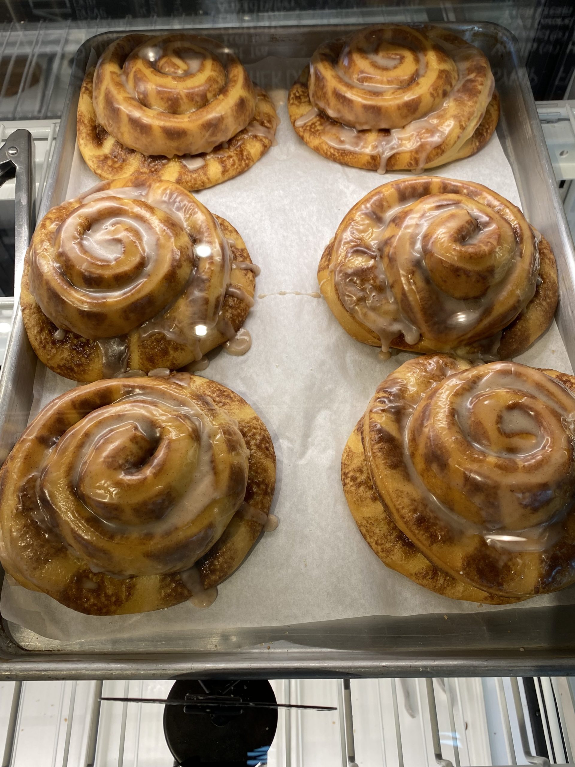Huge cinnamon rolls at the Bean cafe.