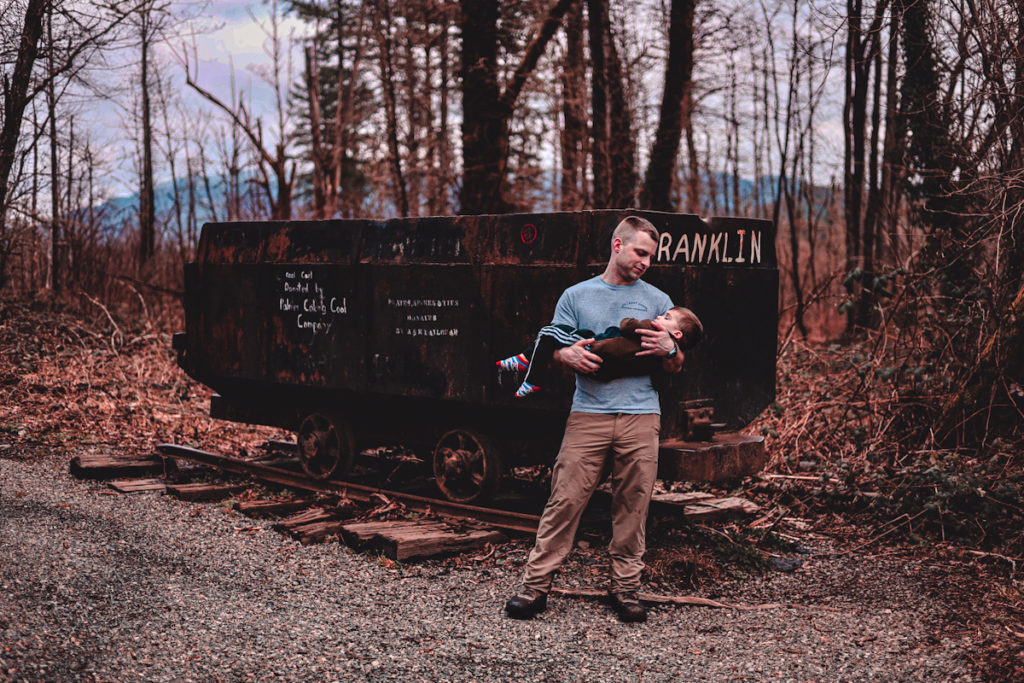 Follow the gravel path to the Franklin mine cart. Stick around a while to examine the rusty wheels.