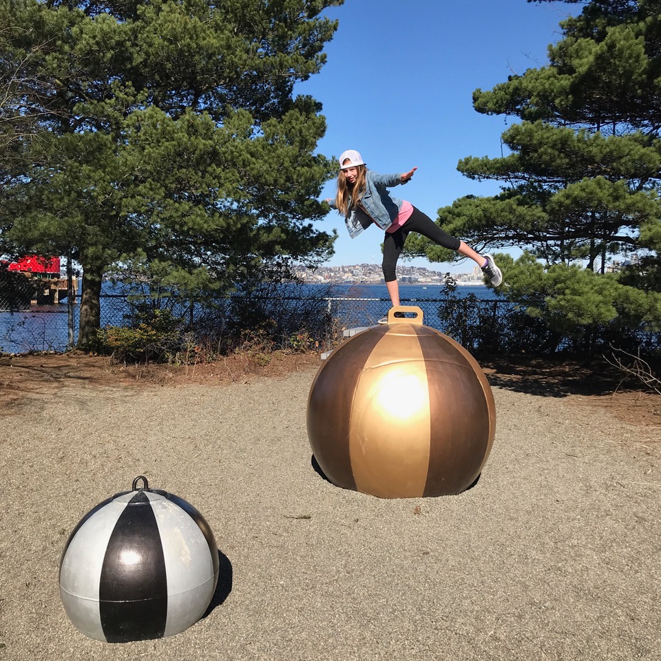 Climb on the play structures at this park near the water