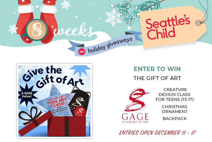 Seattle's Child 8 Weeks of Holiday Giveaways: Enter to win the Gift of Art from Gage Academy of Art