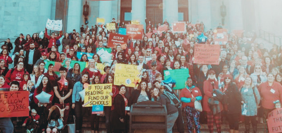 Early learning salaries Olympia rally