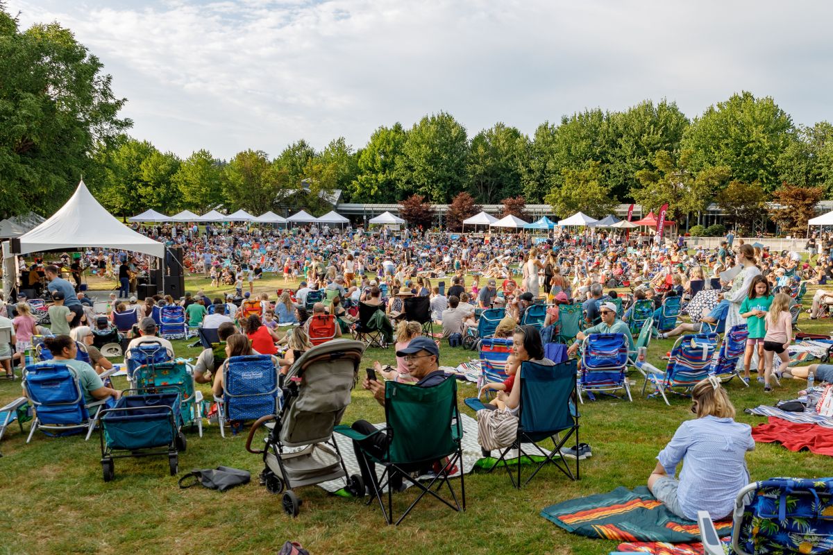 Kids dancing at a free summer concert in Seattle in 2025.