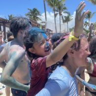 The color party on the beach at Club Med Cancun, an all-inclusive family resort