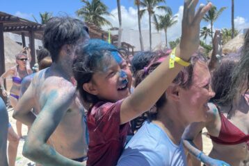 The color party on the beach at Club Med Cancun, an all-inclusive family resort