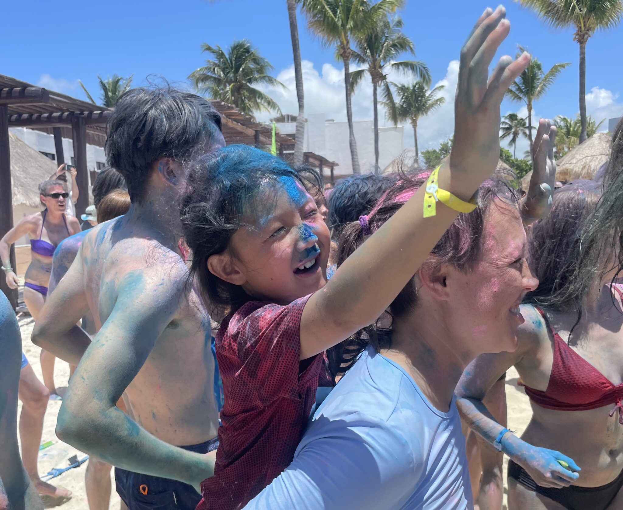 The color party on the beach at Club Med Cancun, an all-inclusive family resort