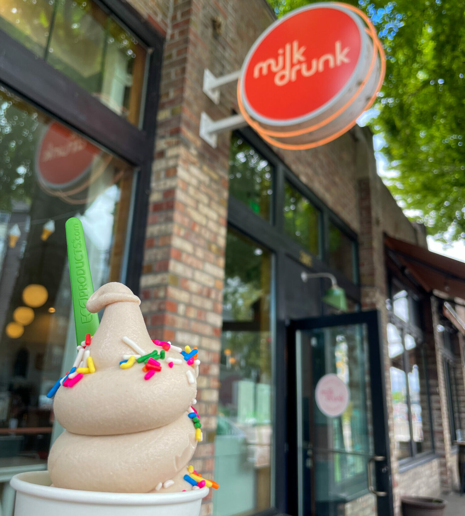 Milk drunk soft serve ice cream 