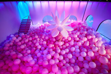 Huge ball pit filled with pink balls