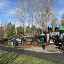 Large play structure shaped as a castle