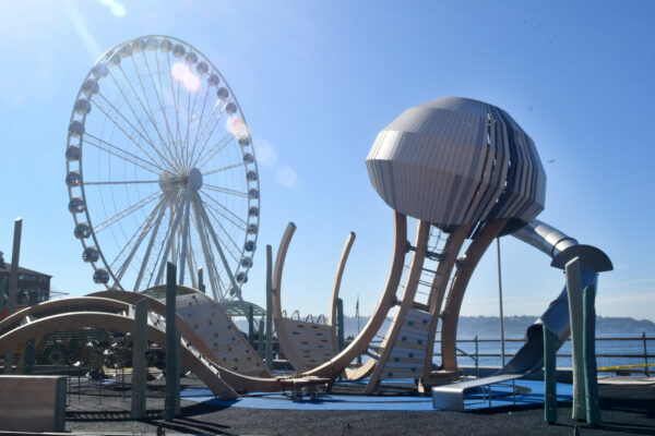 Jellyfish-themed playground structure on Seattle Waterfront