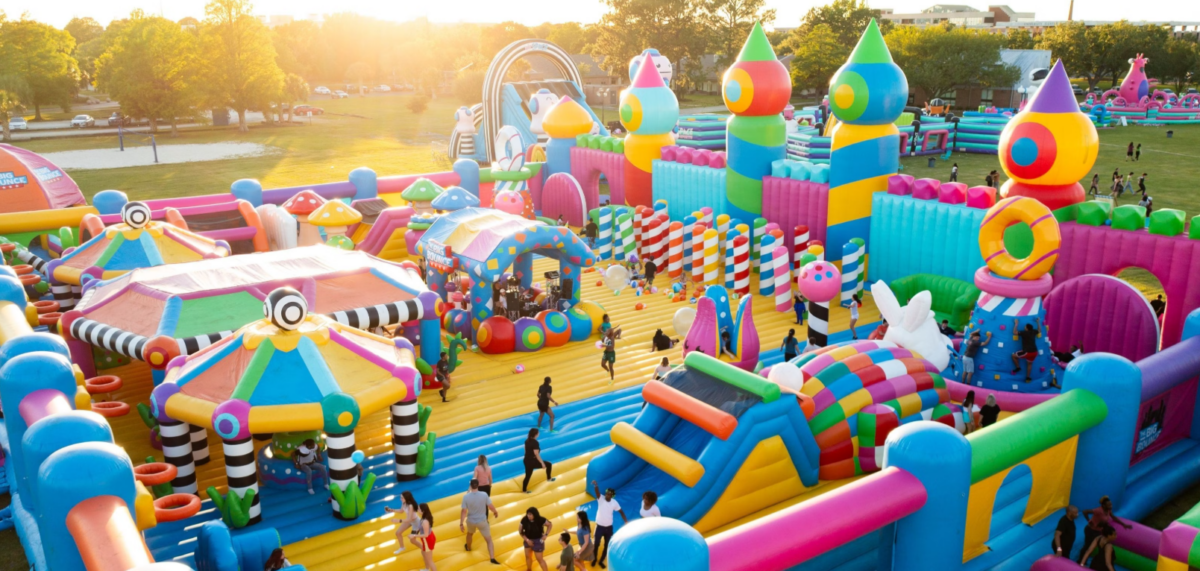 Kids jumping inside the World’s Biggest Bounce House at Big Bounce America Puyallup