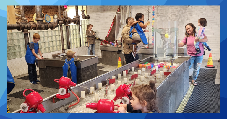 Children explore the exhibits at Imagine Children’s Museum in Everett, surrounded by colorful, hands-on play spaces.