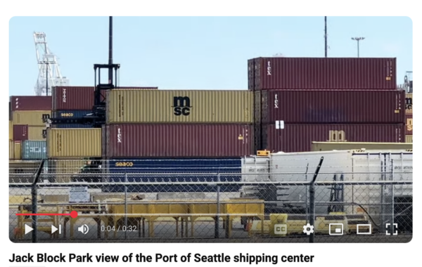 Colorful shipping containers stacked at Seattle’s working port