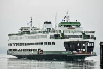 Washington State Ferry sailing on Puget Sound during new pet policy trial