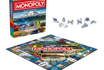 Monopoly: Bellevue Edition board game featuring Bellevue landmarks, parks, and local businesses.